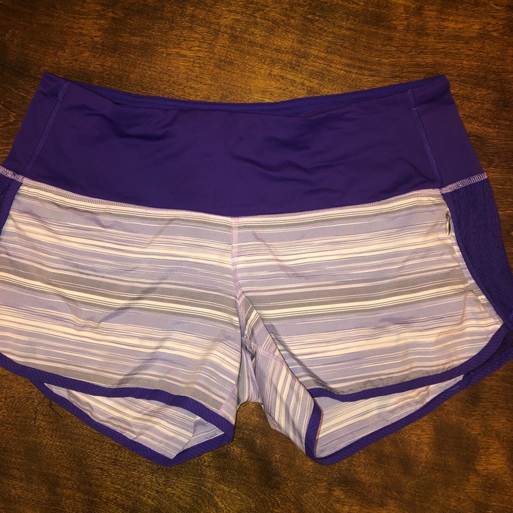 LuLuLemon Shorts. Size 8. Purple stripe.